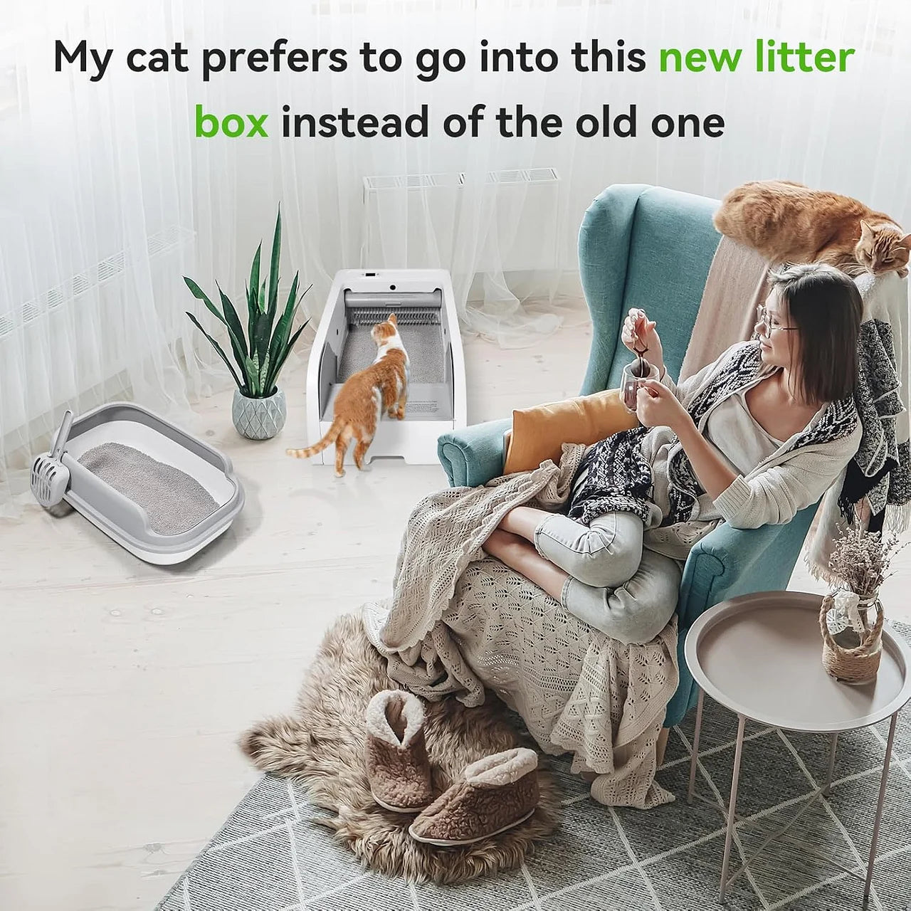 Self Cleaning Litter Box, Upgraded Automatic Cat Litter Box