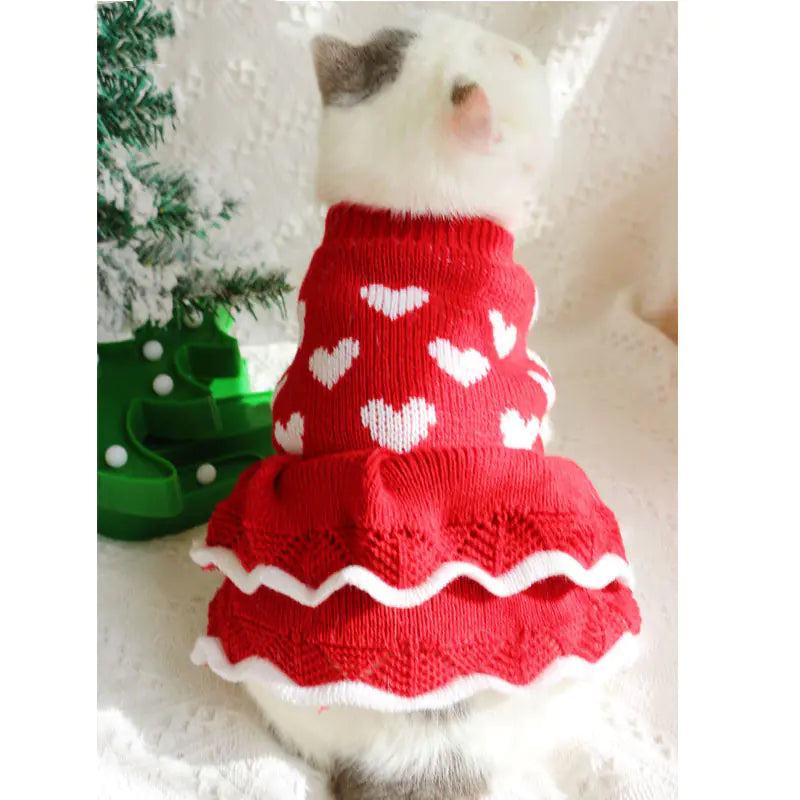 Festive Princess Dress Sweater for cat at Christmas