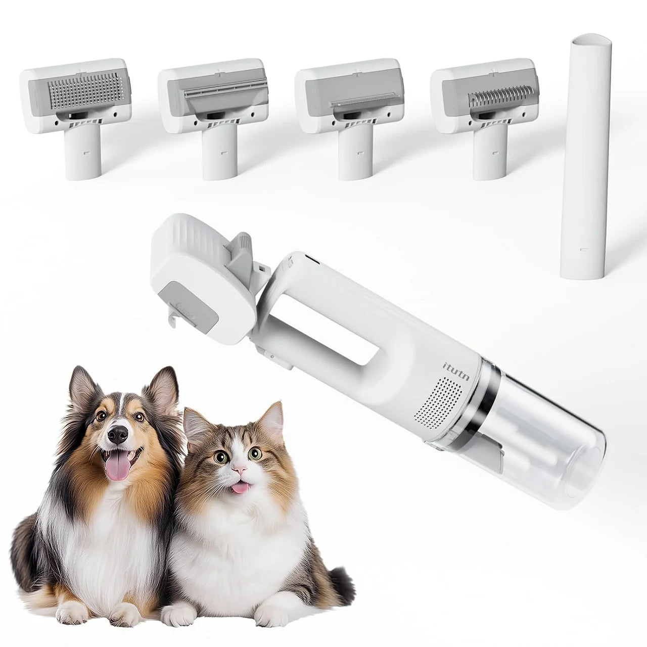 Pet Brush Vacuum for Shedding Grooming – Quiet Handheld Vacuum Brush Tool