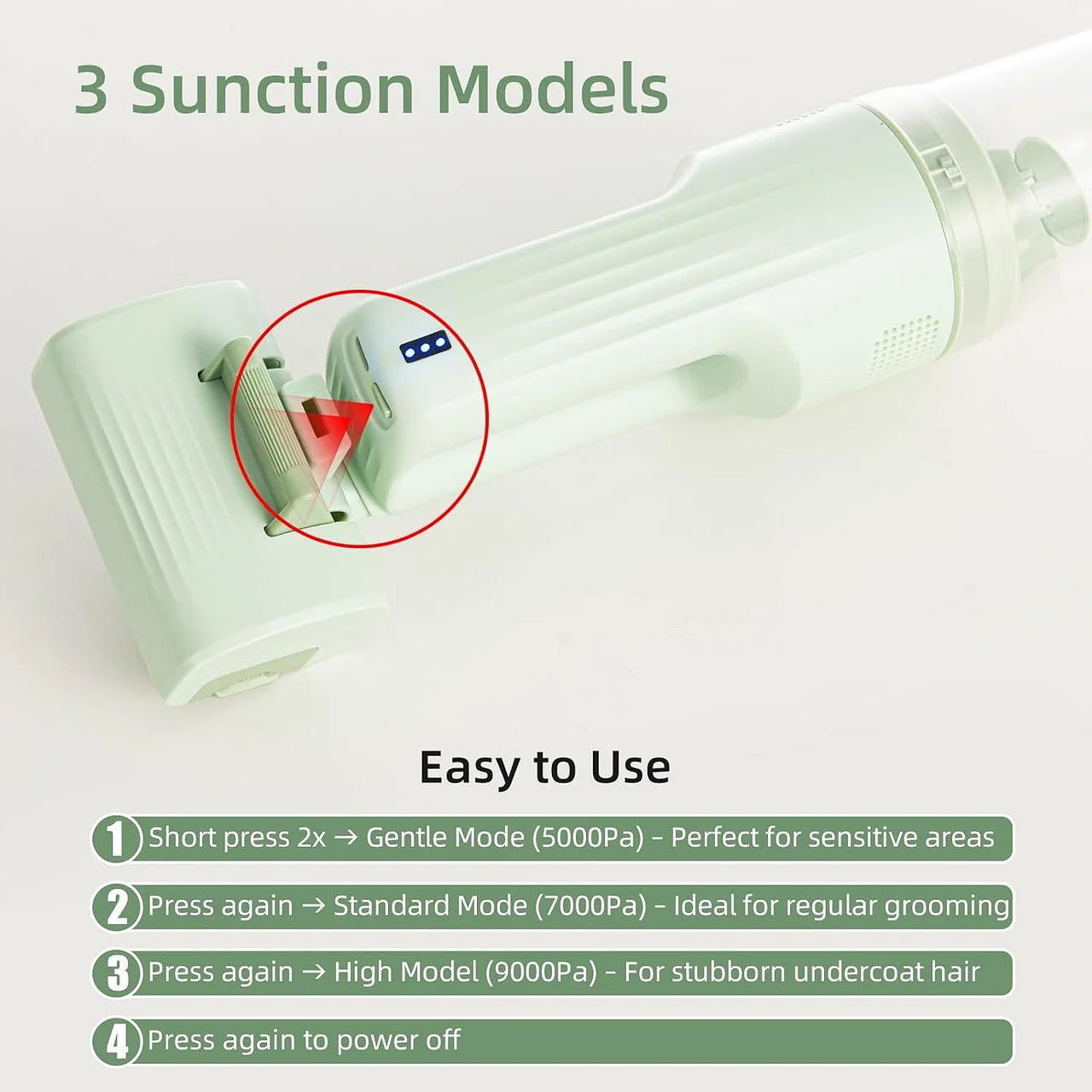 Pet Brush Vacuum for Shedding Grooming – Quiet Handheld Vacuum Brush Tool