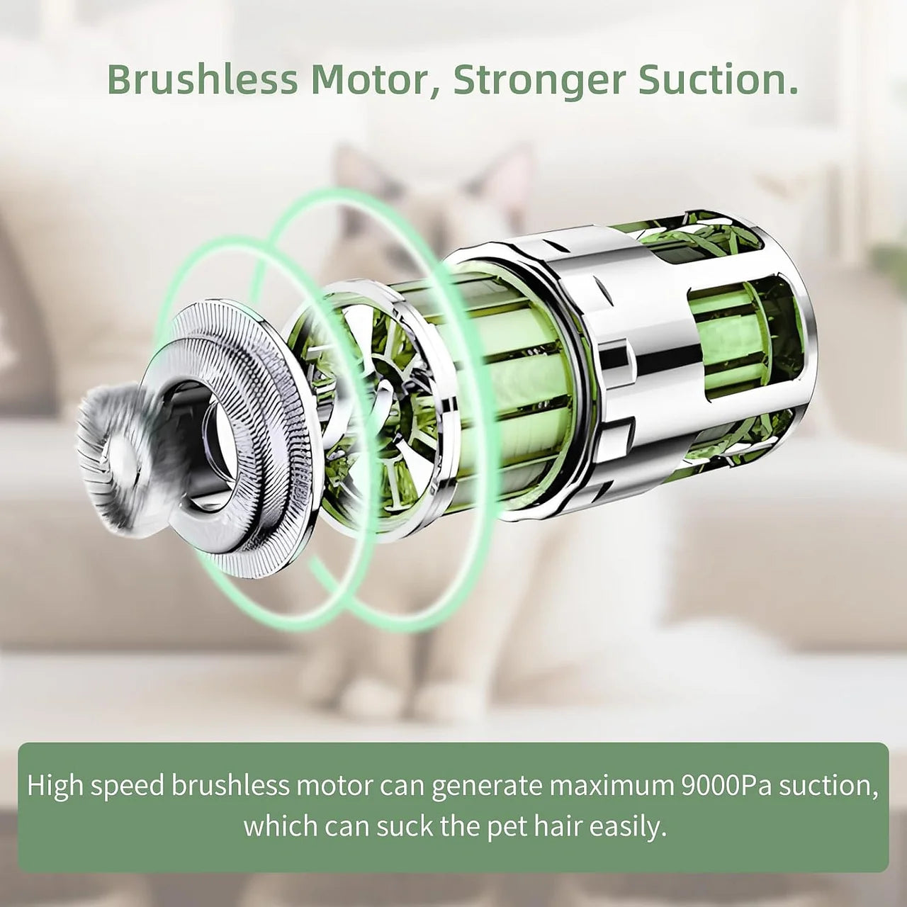 Pet Brush Vacuum for Shedding Grooming – Quiet Handheld Vacuum Brush Tool